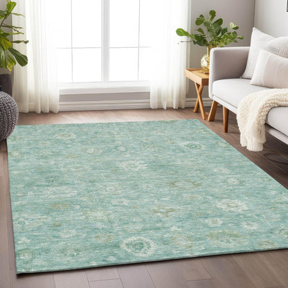 Laeara Teal Washable Indoor-Outdoor Rug