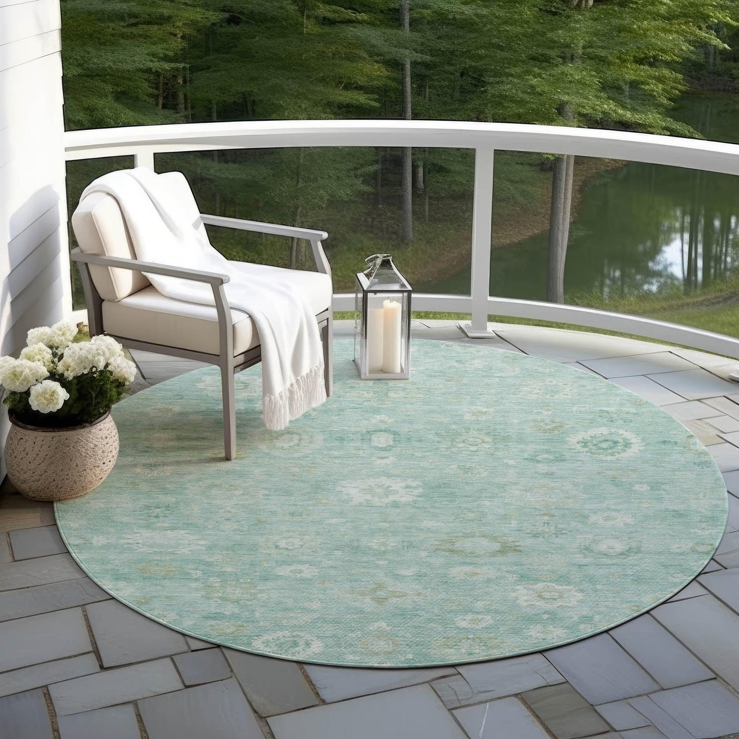 Laeara Teal Washable Indoor-Outdoor Rug
