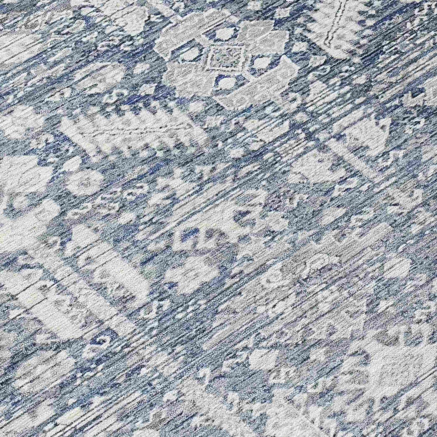 Laearis Blue Washable Indoor-Outdoor Rug