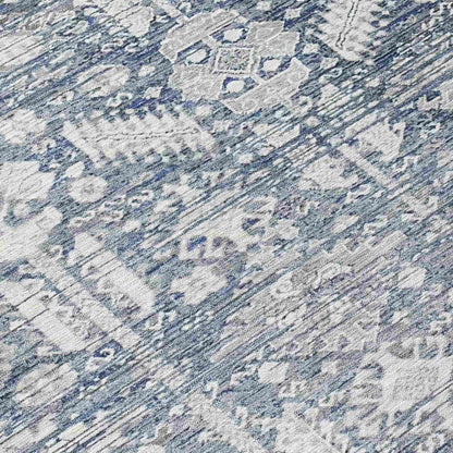 Laearis Blue Washable Indoor-Outdoor Rug