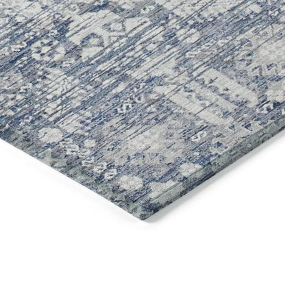 Laearis Blue Washable Indoor-Outdoor Rug