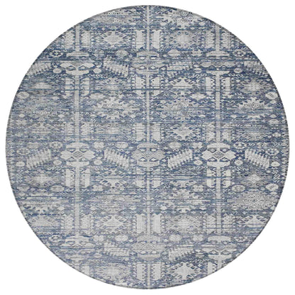 Laearis Blue Washable Indoor-Outdoor Rug