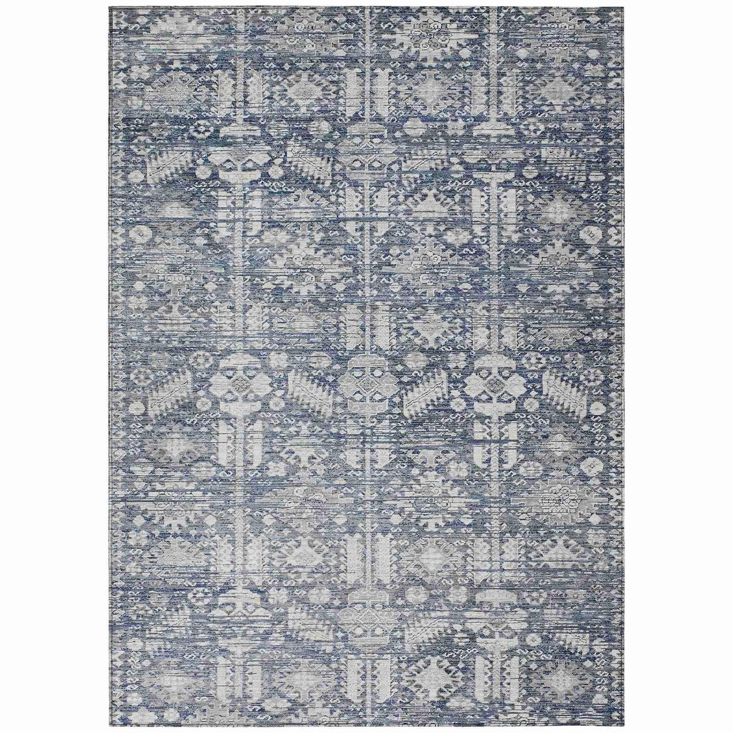 Laearis Blue Washable Indoor-Outdoor Rug