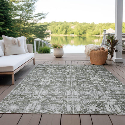 Laearis Gray Washable Indoor-Outdoor Rug