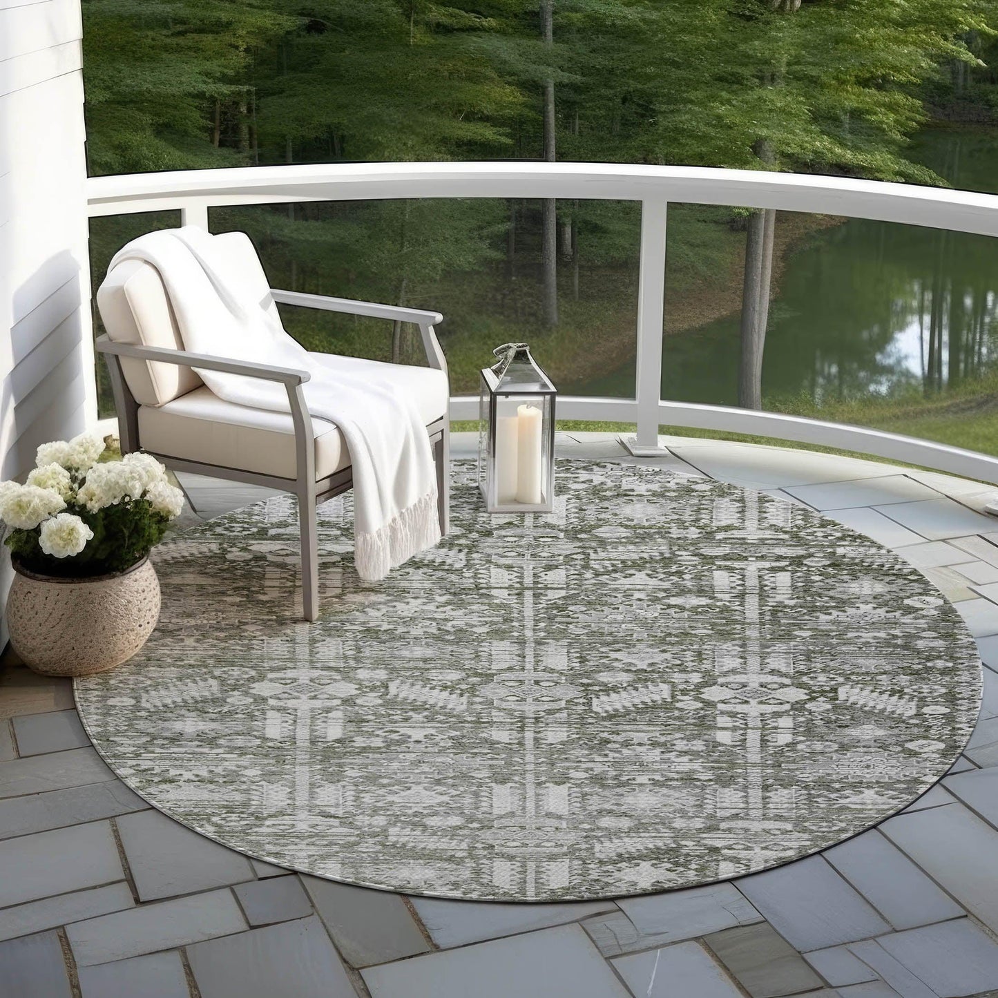 Laearis Gray Washable Indoor-Outdoor Rug