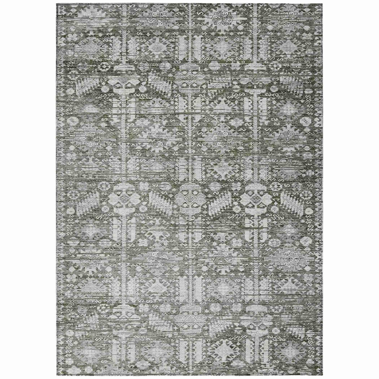 Laearis Gray Washable Indoor-Outdoor Rug