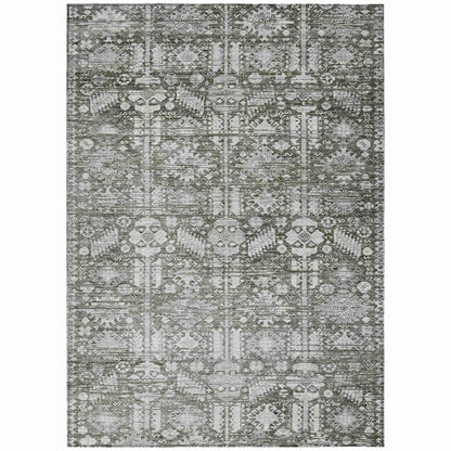 Laearis Gray Washable Indoor-Outdoor Rug