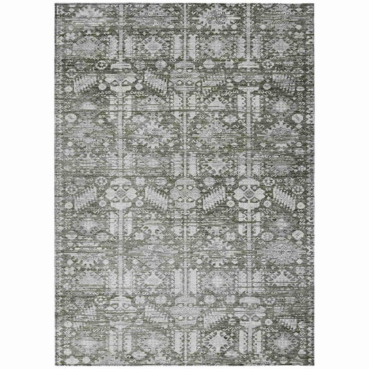 Laearis Gray Washable Indoor-Outdoor Rug