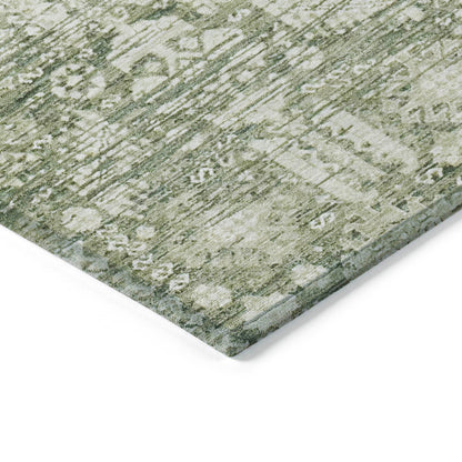 Laearis Green Washable Indoor-Outdoor Rug