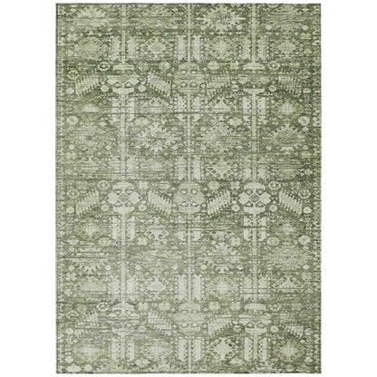 Laearis Green Washable Indoor-Outdoor Rug