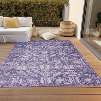 Laearis Purple Washable Indoor-Outdoor Rug