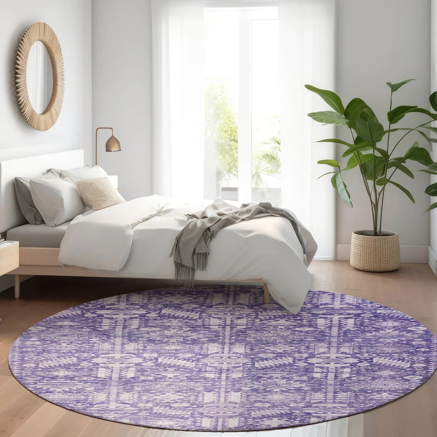 Laearis Purple Washable Indoor-Outdoor Rug
