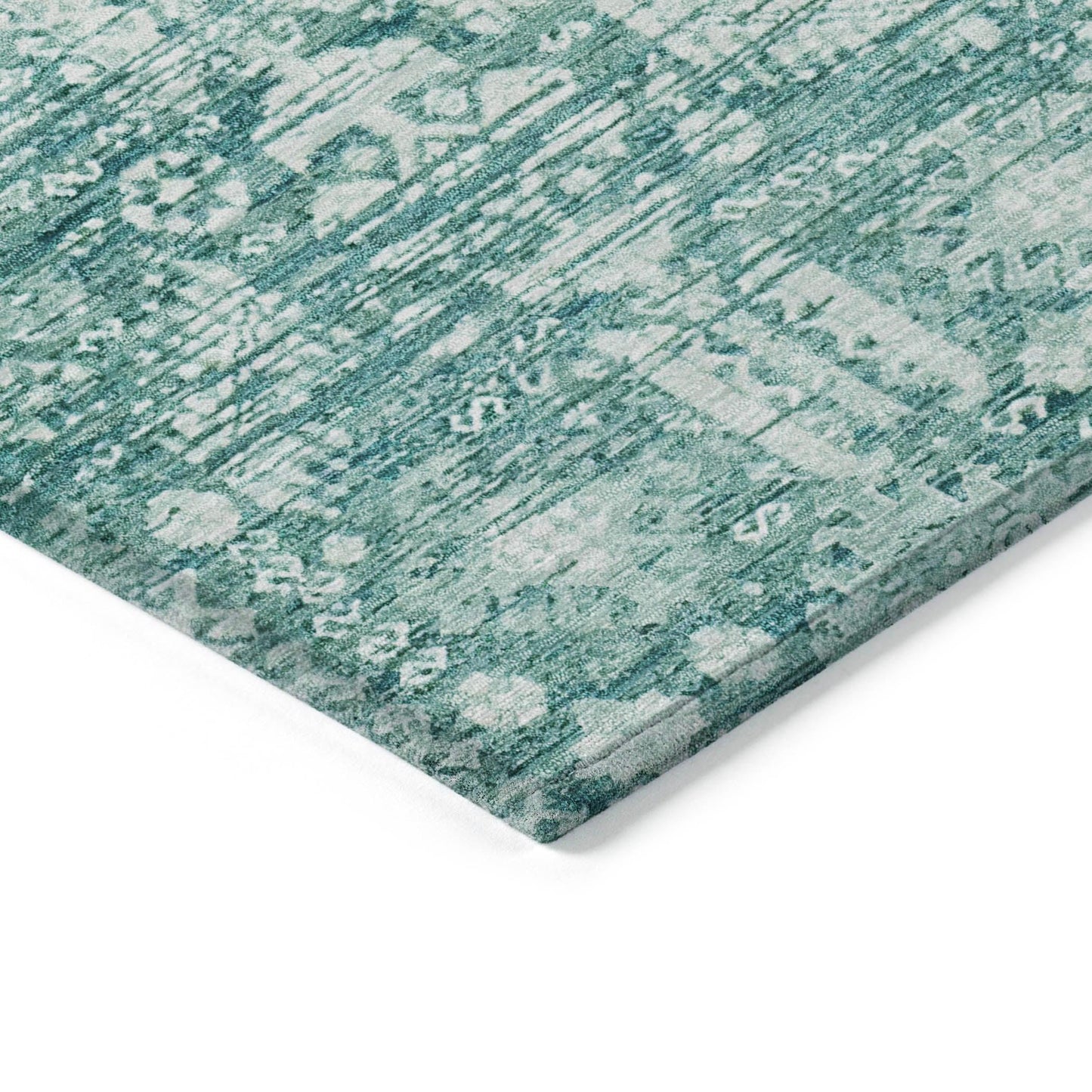 Laearis Teal Washable Indoor-Outdoor Rug