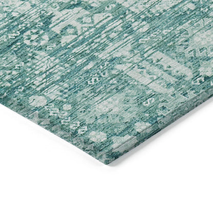 Laearis Teal Washable Indoor-Outdoor Rug