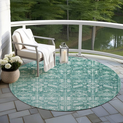 Laearis Teal Washable Indoor-Outdoor Rug