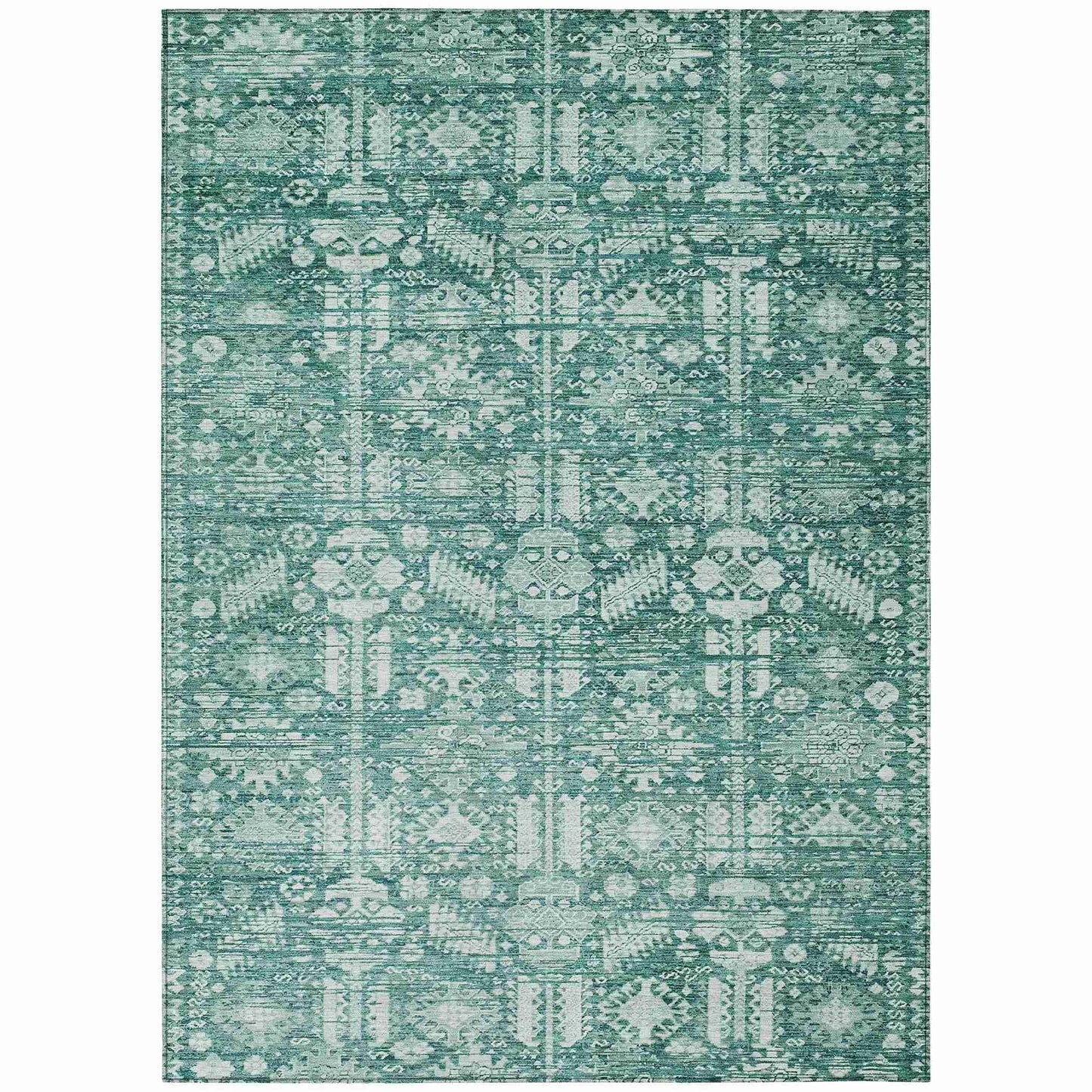 Laearis Teal Washable Indoor-Outdoor Rug