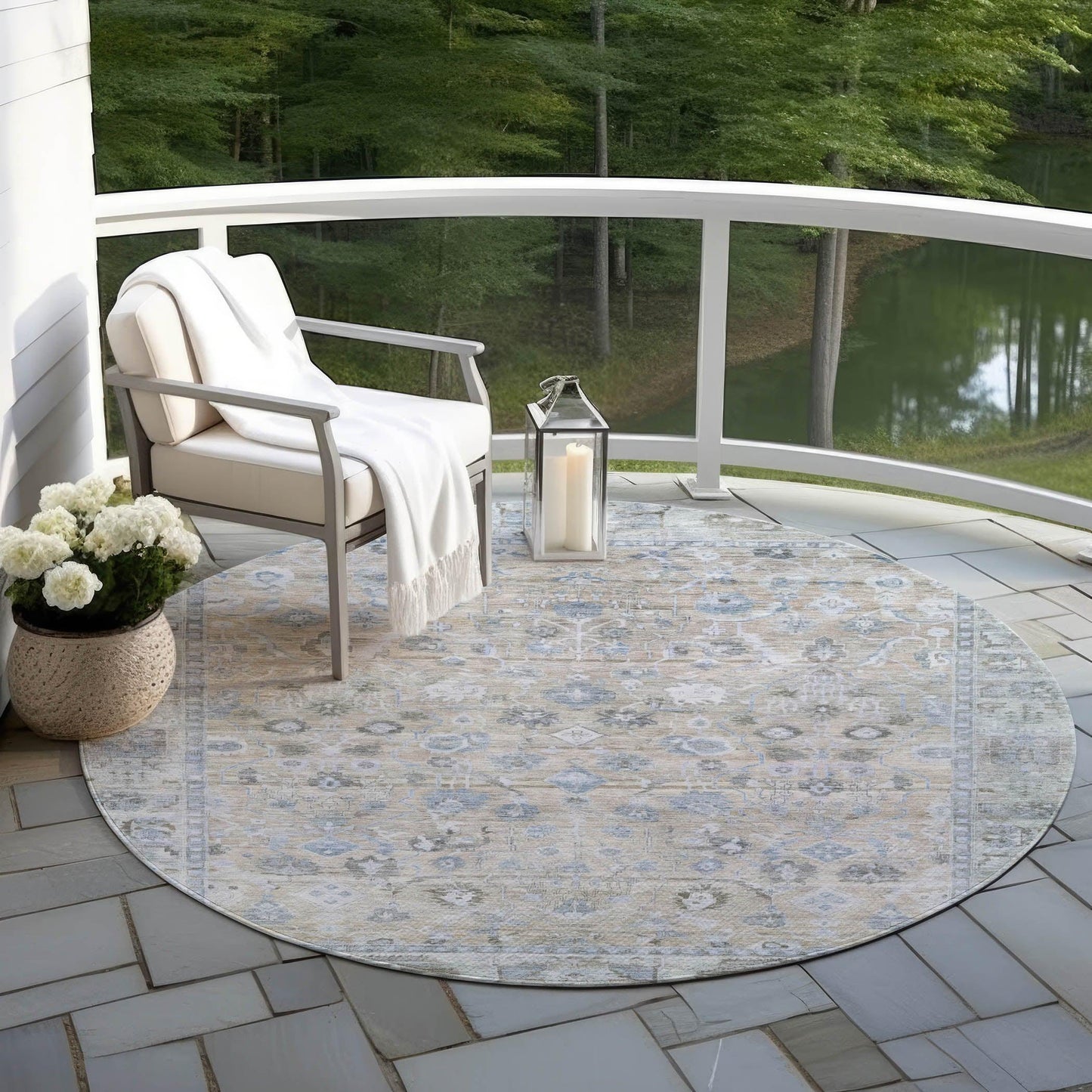 Laeel Beige Washable Indoor-Outdoor Rug