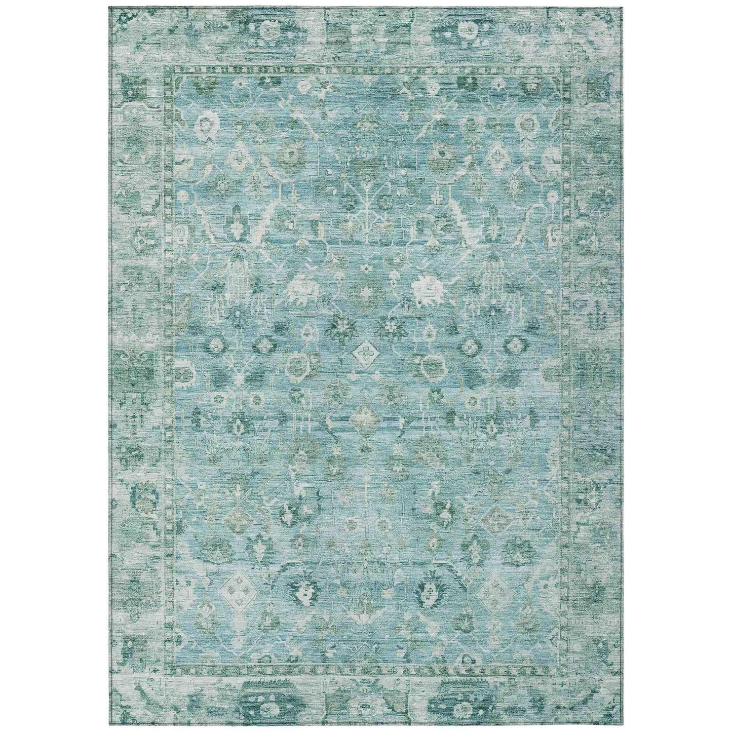 Laeel Blue Washable Indoor-Outdoor Rug