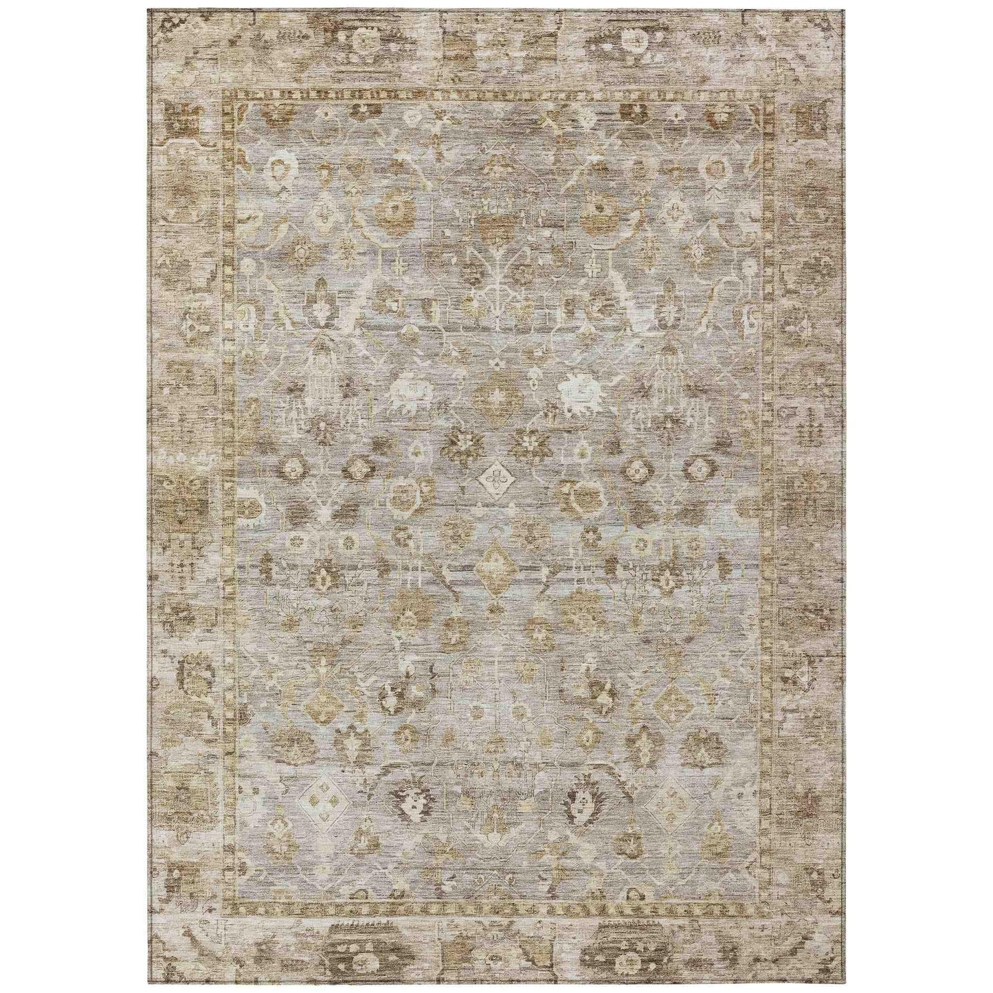 Laeel Brown Washable Indoor-Outdoor Rug