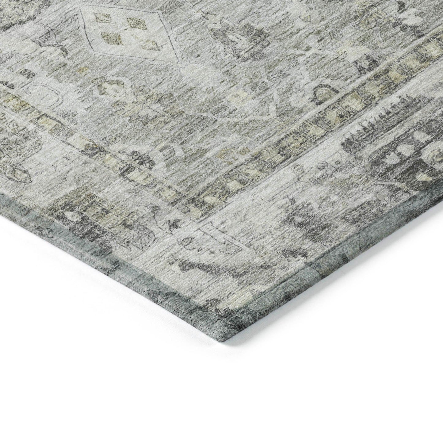 Laeel Gray Washable Indoor-Outdoor Rug
