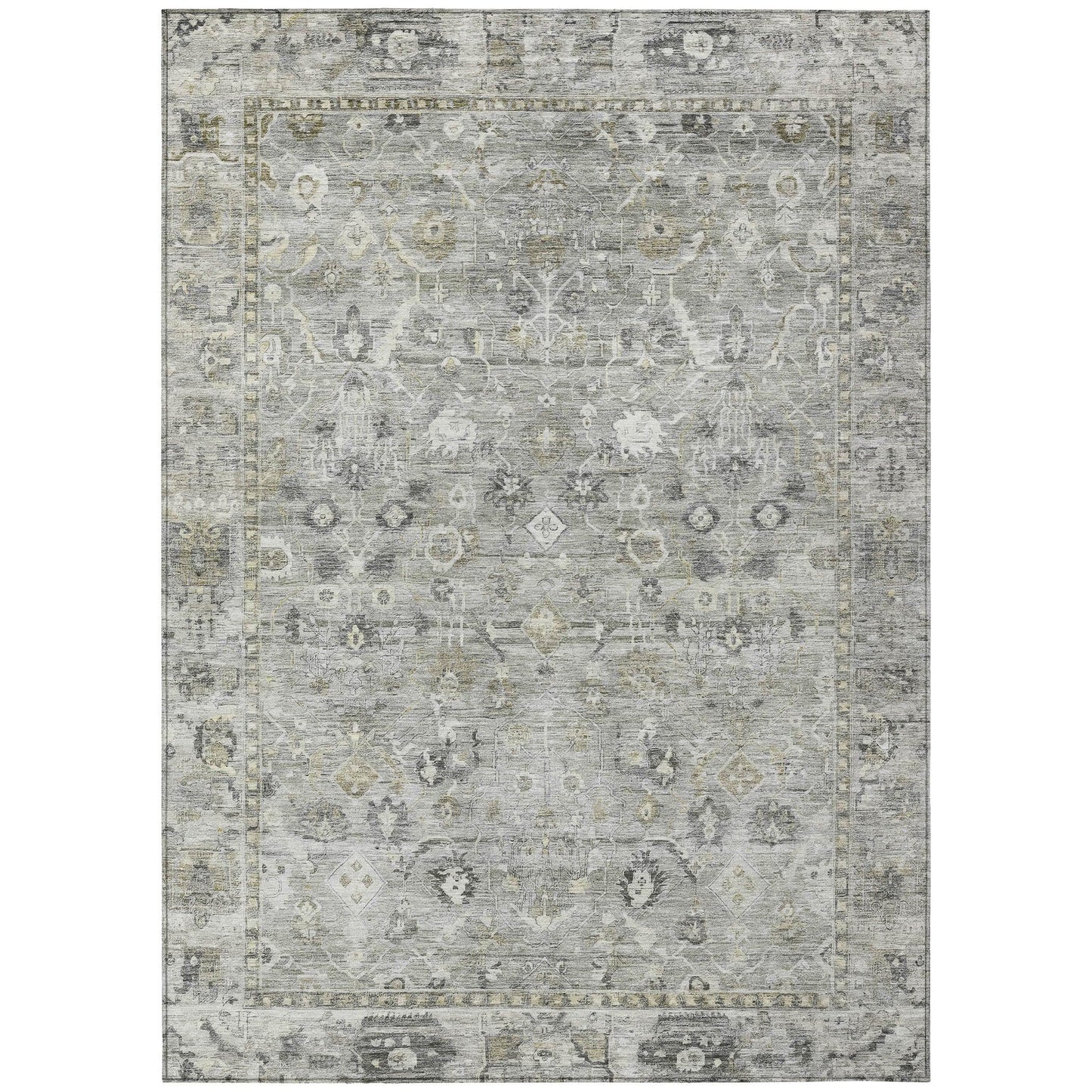 Laeel Gray Washable Indoor-Outdoor Rug