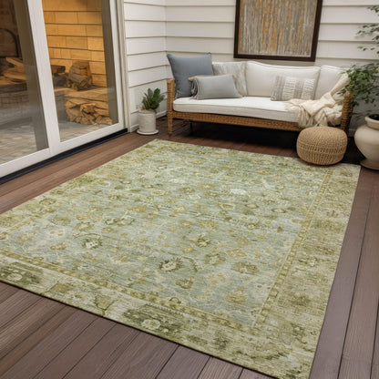 Laeel Green Washable Indoor-Outdoor Rug