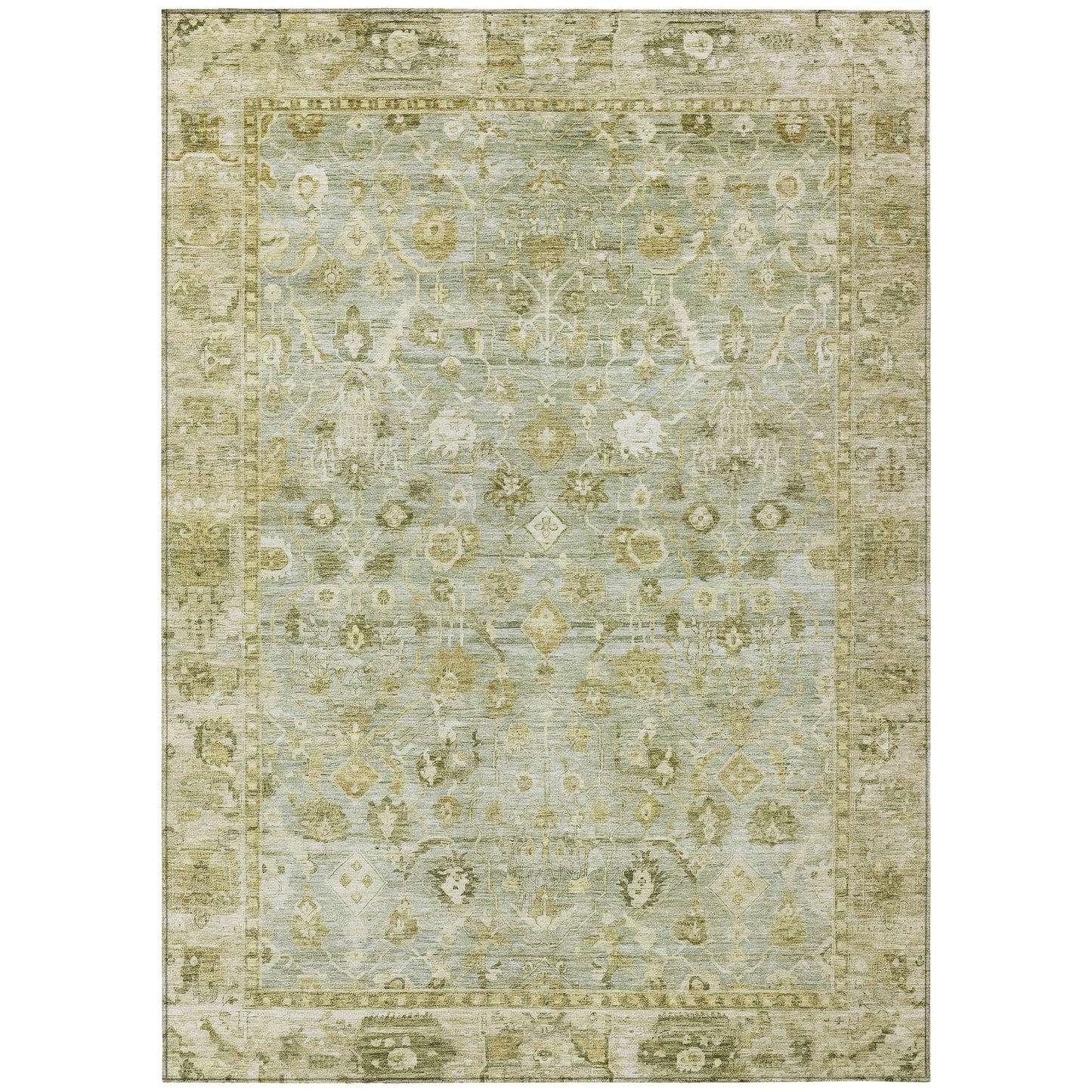 Laeel Green Washable Indoor-Outdoor Rug