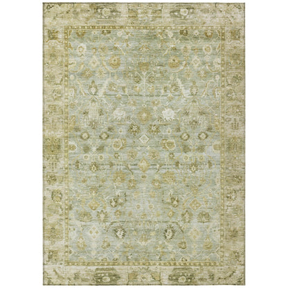 Laeel Green Washable Indoor-Outdoor Rug