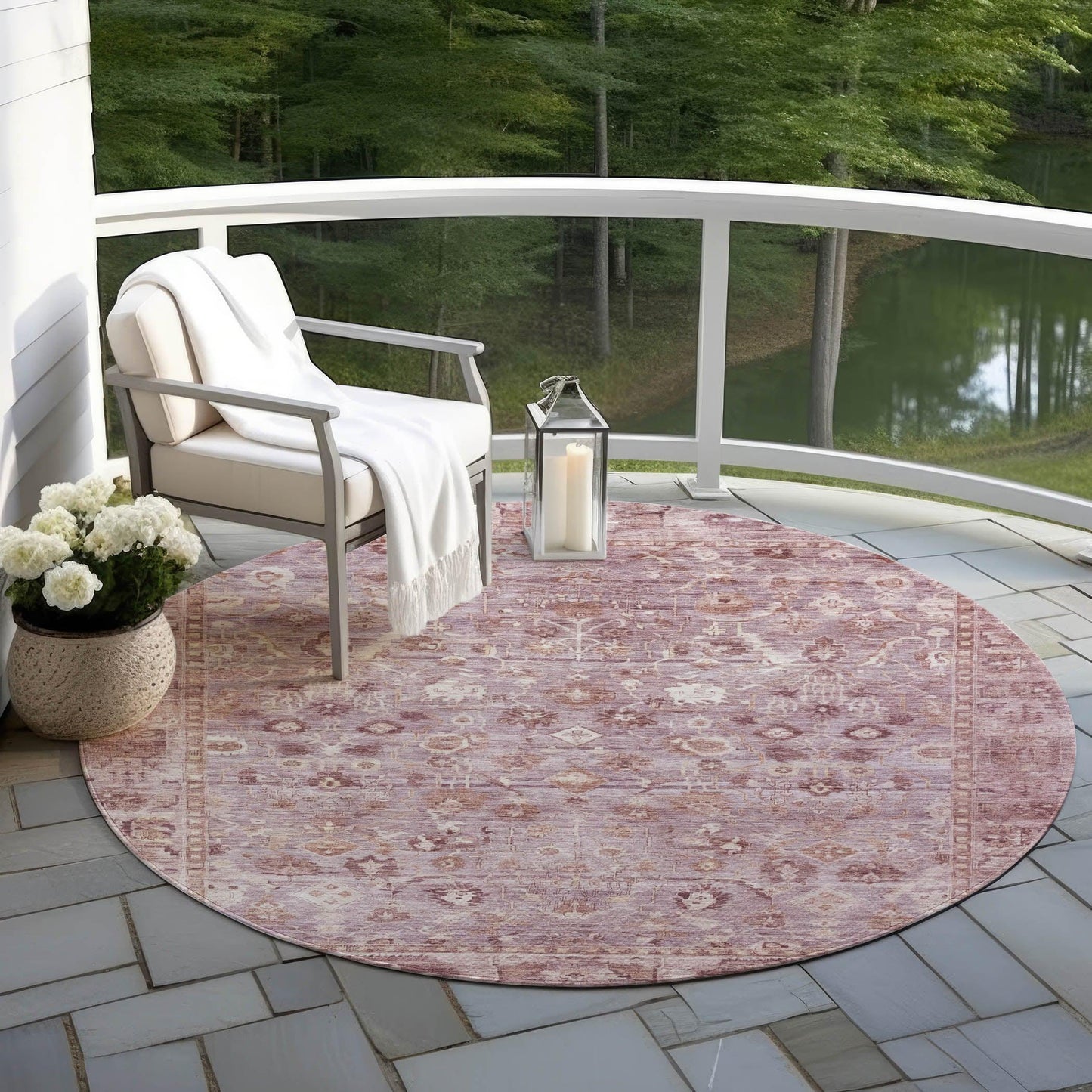 Laeel Pink Washable Indoor-Outdoor Rug
