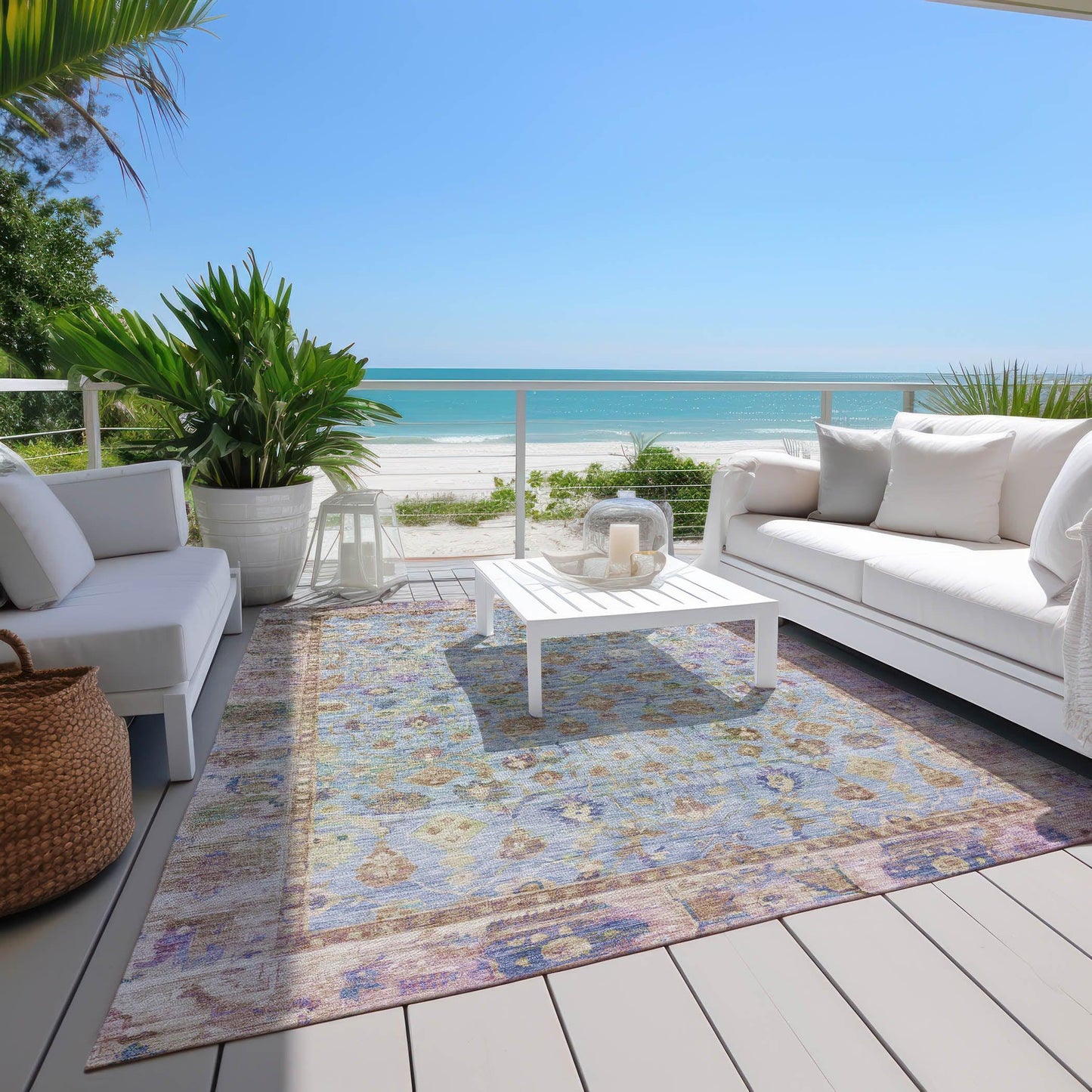 Laeel Seafoam Washable Indoor-Outdoor Rug