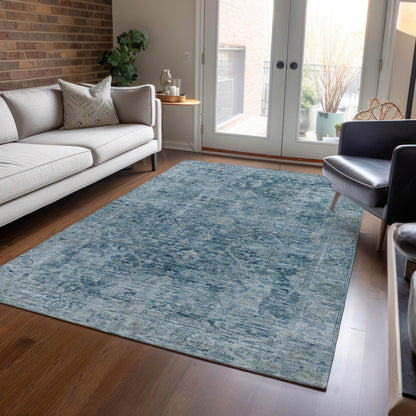 Laeon Blue Washable Indoor-Outdoor Rug