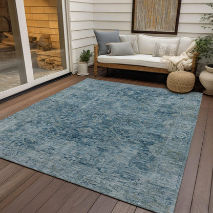 Laeon Blue Washable Indoor-Outdoor Rug