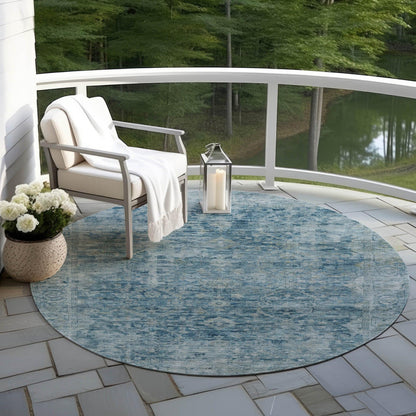 Laeon Blue Washable Indoor-Outdoor Rug