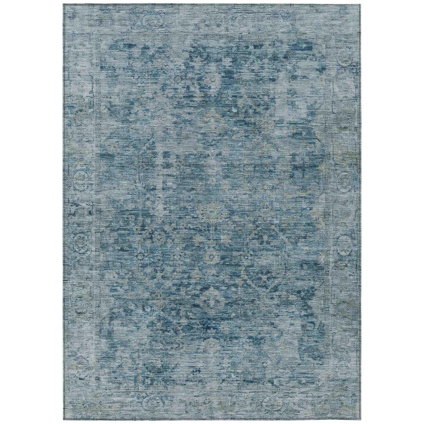 Laeon Blue Washable Indoor-Outdoor Rug