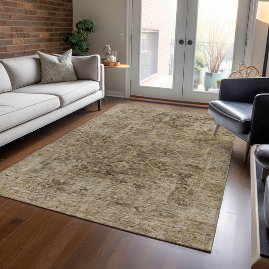 Laeon Brown Washable Indoor-Outdoor Rug