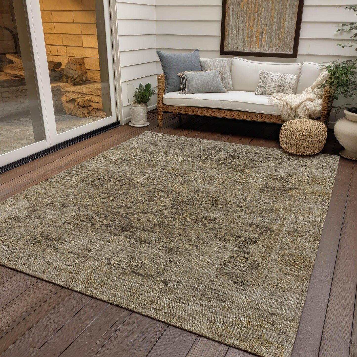 Laeon Brown Washable Indoor-Outdoor Rug