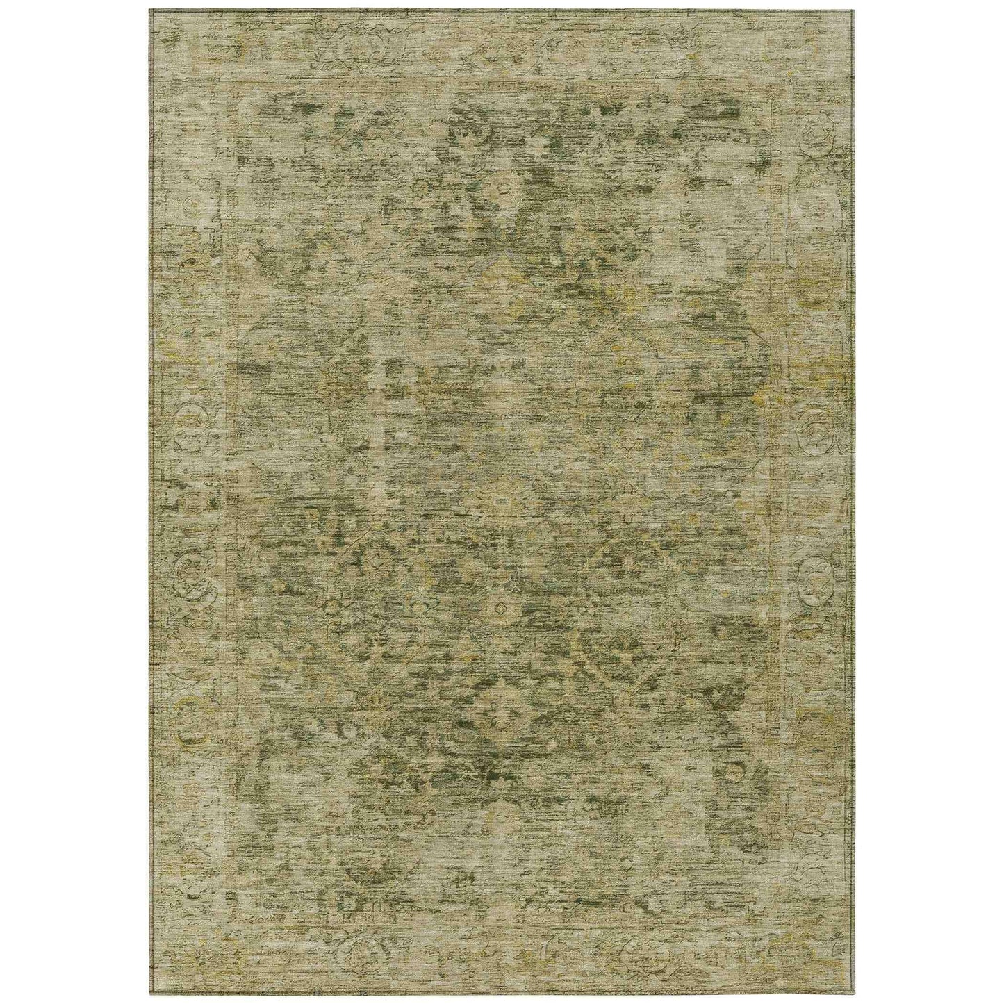 Laeon Green Washable Indoor-Outdoor Rug