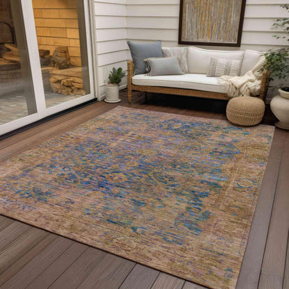 Laeon Navy Washable Indoor-Outdoor Rug