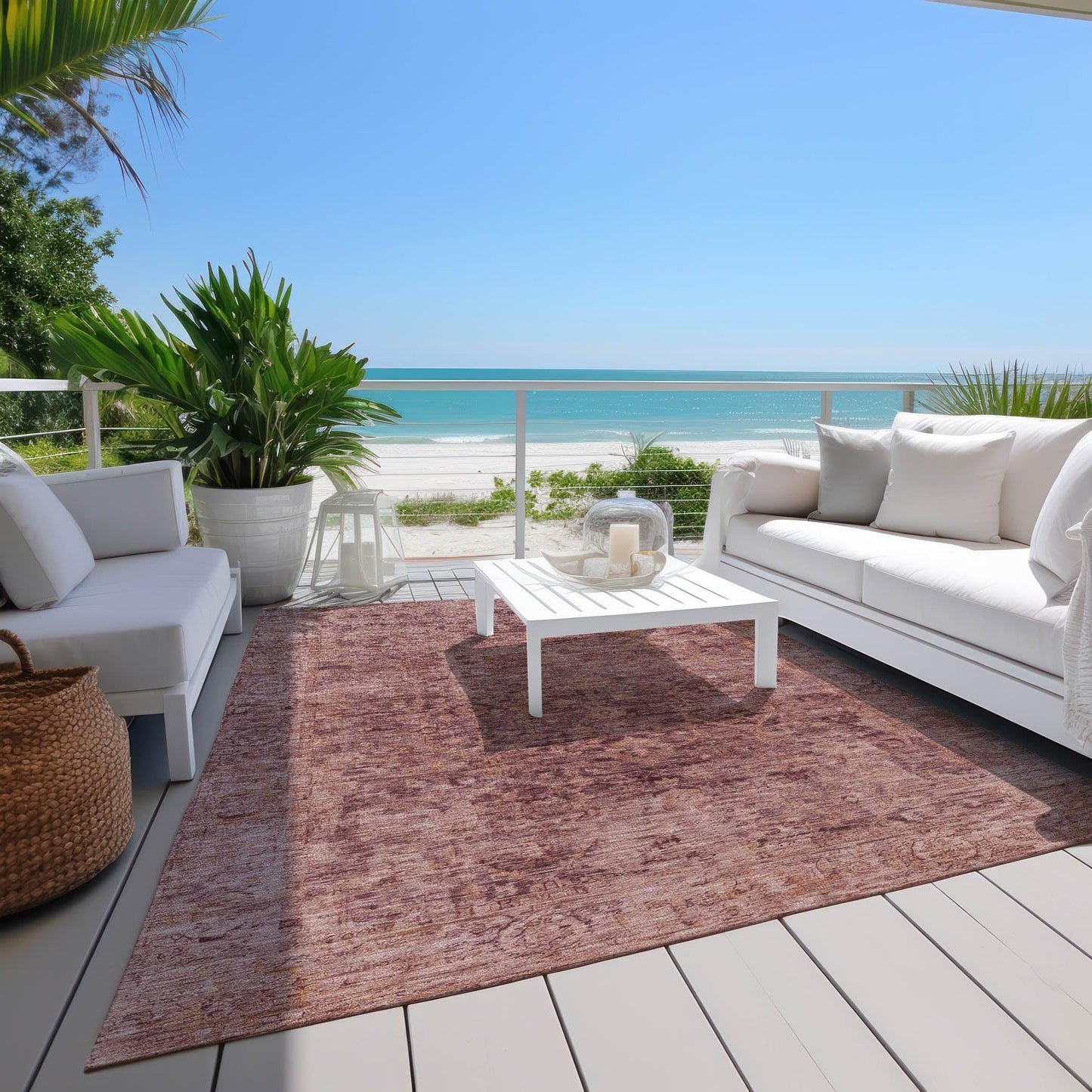 Laeon Red Washable Indoor-Outdoor Rug