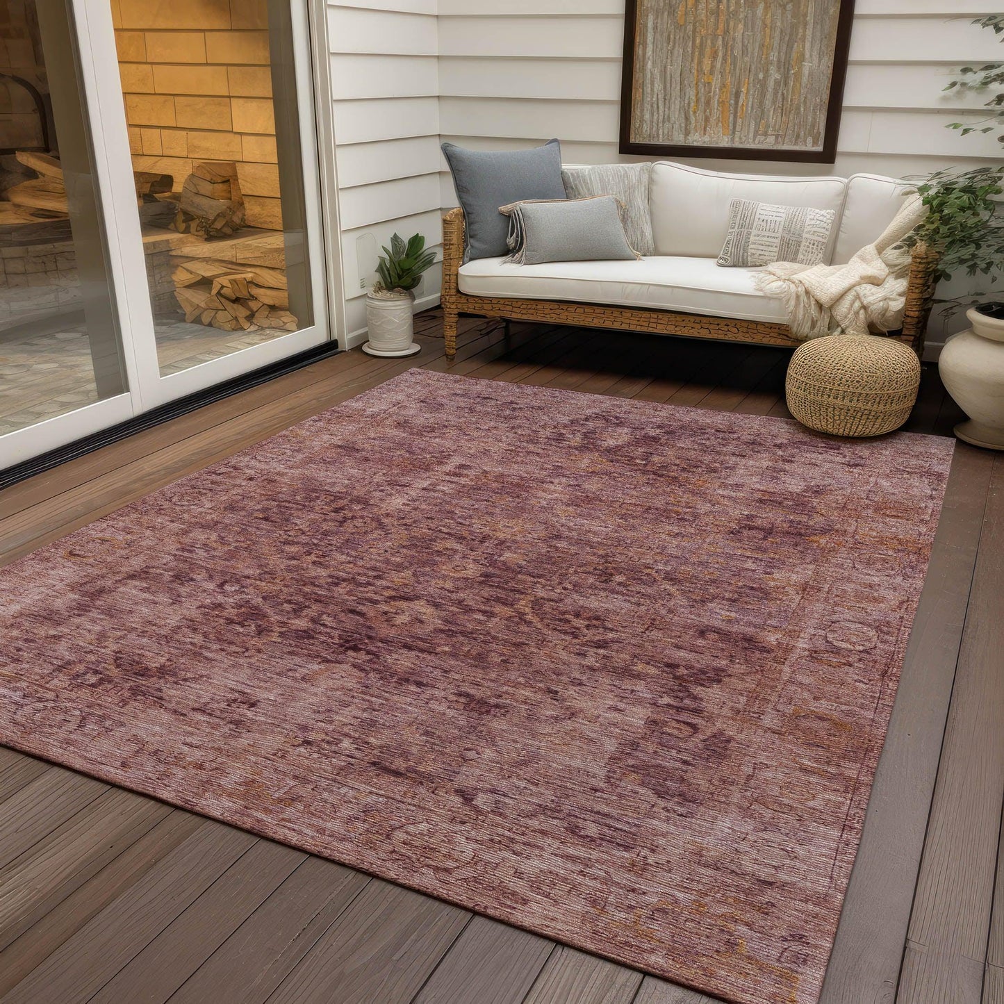 Laeon Red Washable Indoor-Outdoor Rug