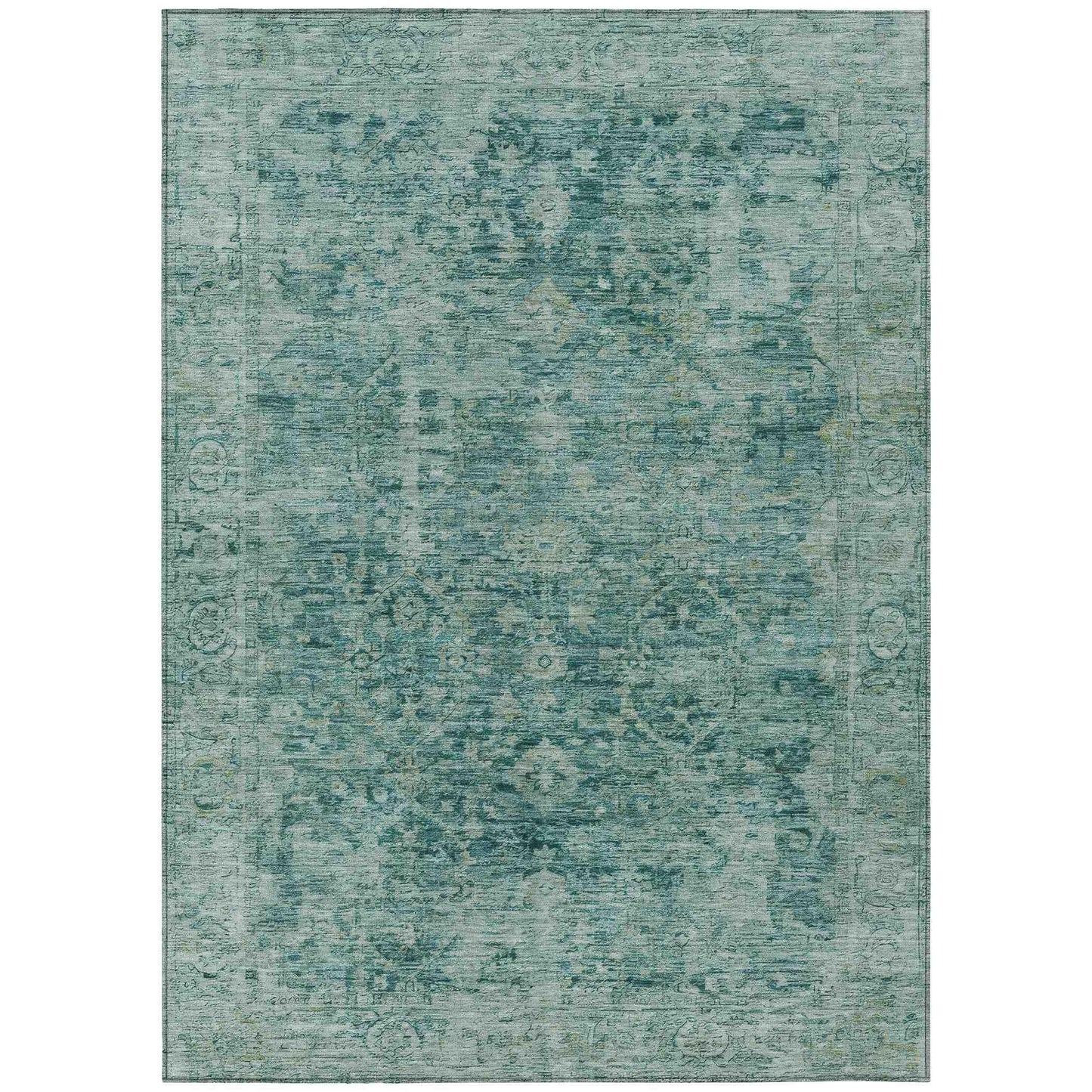 Laeon Teal Washable Indoor-Outdoor Rug
