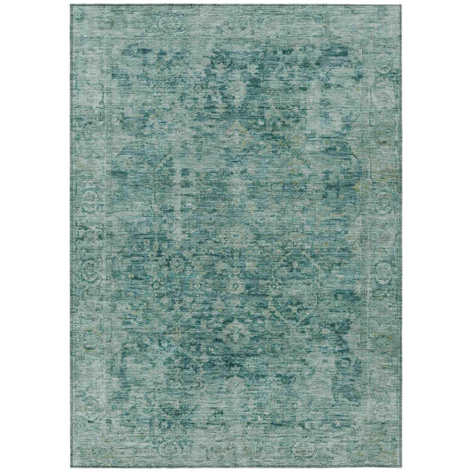 Laeon Teal Washable Indoor-Outdoor Rug