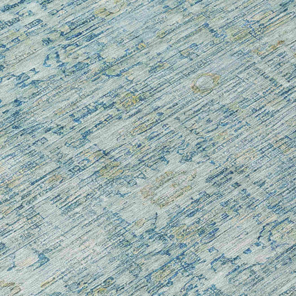 Laeora Blue Washable Indoor-Outdoor Rug