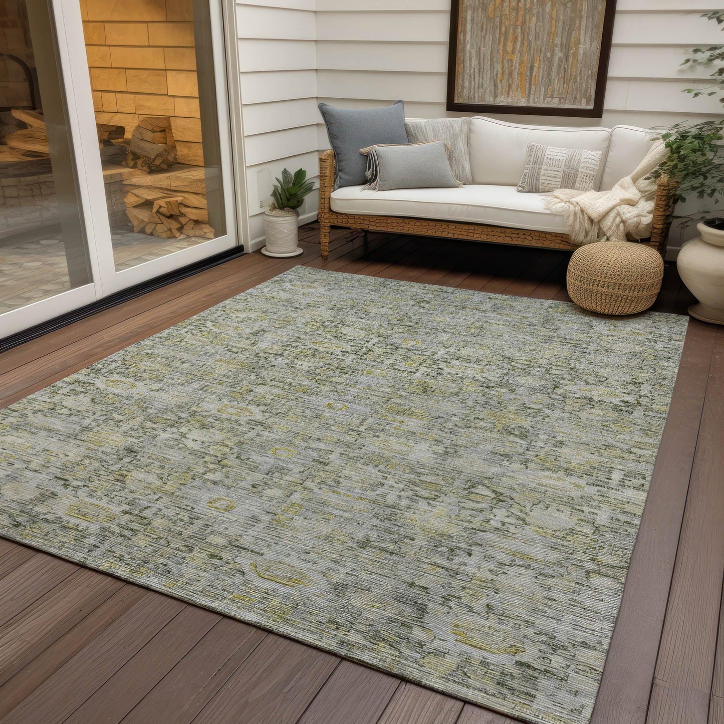 Laeora Gray Washable Indoor-Outdoor Rug