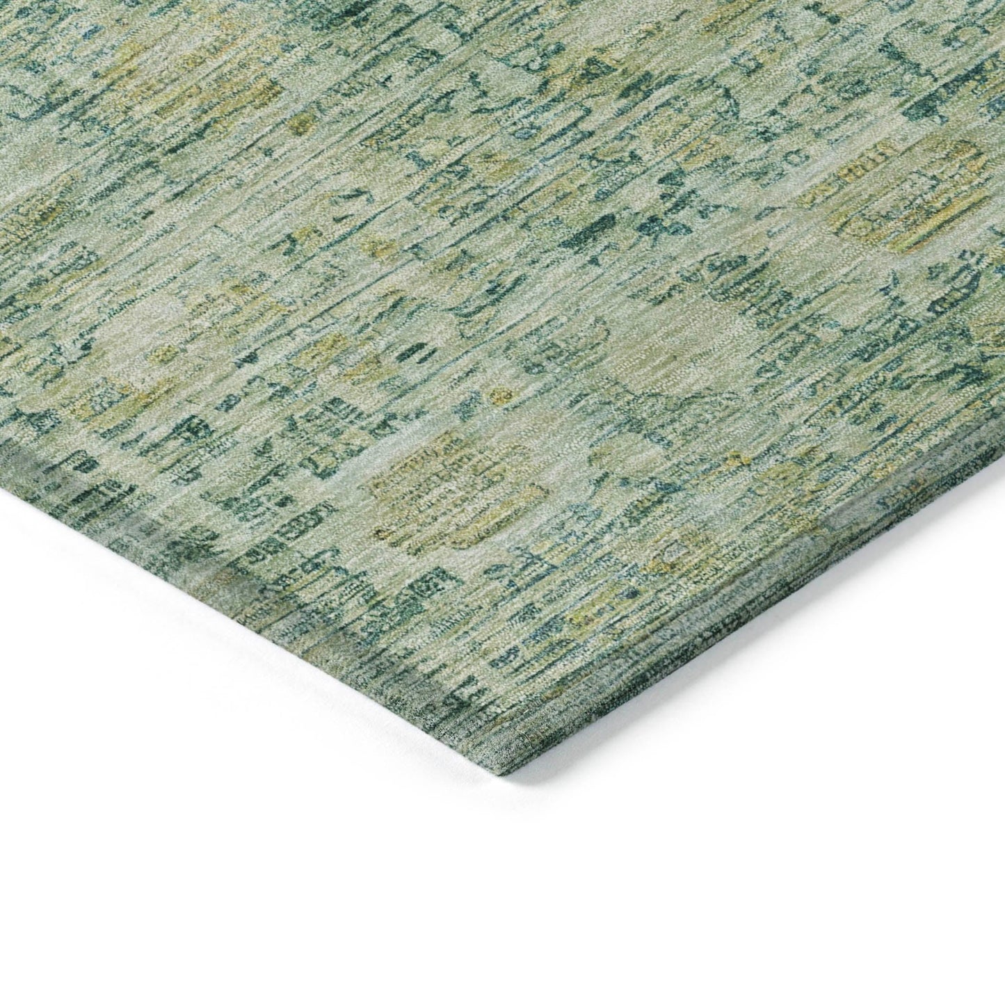 Laeora Green Washable Indoor-Outdoor Rug