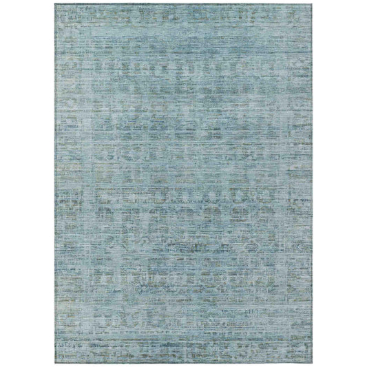 Laeoril Blue Washable Indoor-Outdoor Rug