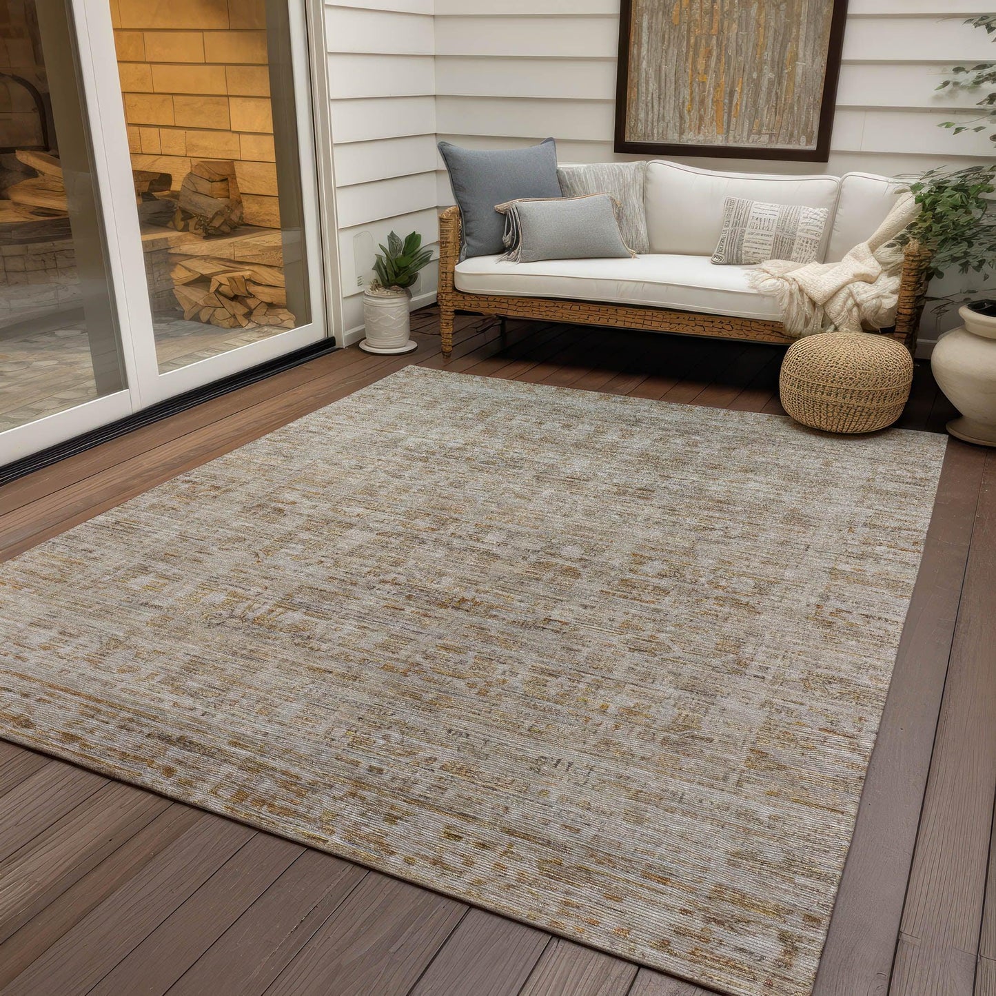 Laeoril Brown Washable Indoor-Outdoor Rug