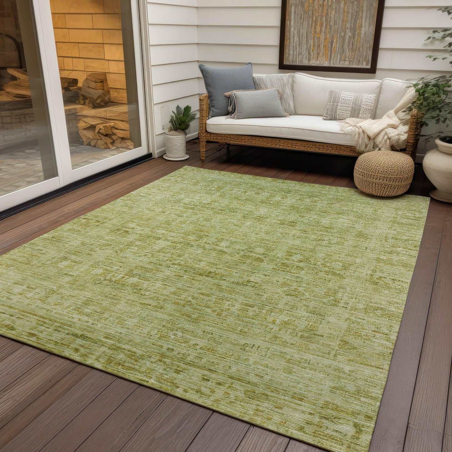 Laeoril Green Washable Indoor-Outdoor Rug
