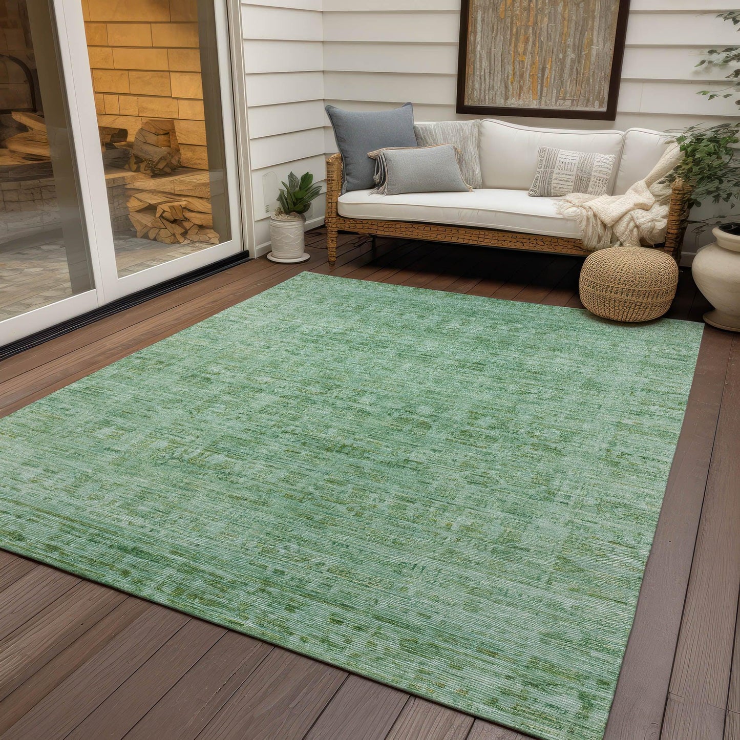 Laeoril Teal Washable Indoor-Outdoor Rug