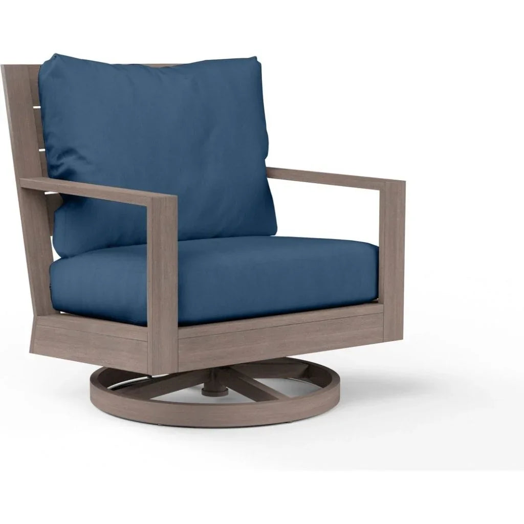 Laguna Sunbrella Swivel Outdoor Club Rocker-Outdoor Accent Chairs-Sunset West-Spectrum Indigo-LOOMLAN